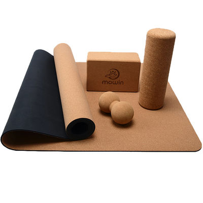 Custom Non Slip Cork Fitness Sets Including Double Balls Back Massage Roller Cork Block