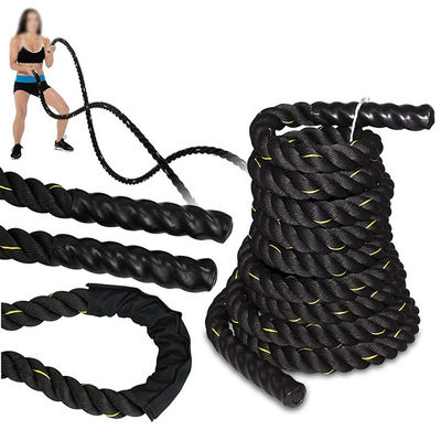 Black Yellow Polyester Exercise Fitness Training Battle Ropes 9 12 15 Meter