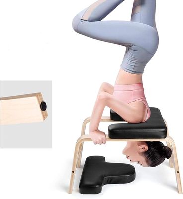 150kg Wood PU Yoga Stool Bench Headstand Promote Blood Circulation