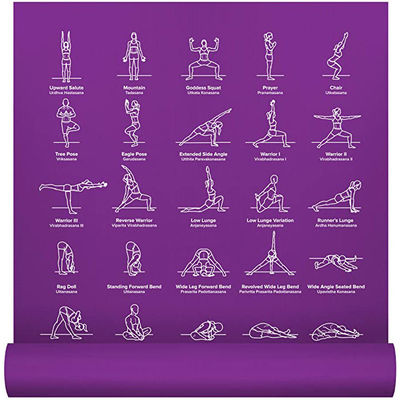 24&quot; X 68&quot; Instructional Non Slip Eco Friendly 70 Printed Poses Yoga Mat for Men and Women