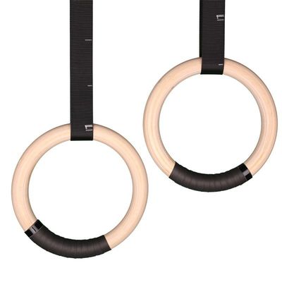 Double Circle Crossfit Pull Ups Garage Fit Wood Gym Rings Home Fitness Equipment