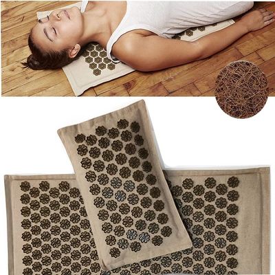 Organic Linen Acupressure Mat Yoga Meditation Mat With Pillow Increase Blood Flow Neck  Back Pain Relief