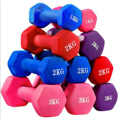 Colored Neoprene Steel Hex Coated Dumbbell Barbell Sets
