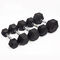 Black Metal Handle Hex Dumbbell Barbell Sets With Coated Cast Steel