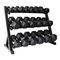 Black Metal Handle Hex Dumbbell Barbell Sets With Coated Cast Steel