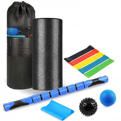 PP EPP Latex PVC Foam Roller Set 10 In 1 Spiky Ball , Massage Stick Resistance Band