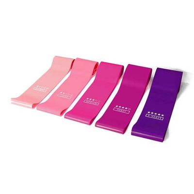 Pink Colors Exercise Latex Stretch Resistance Exercise Bands With Carry Bag