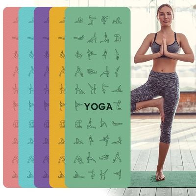 1830*610*6mm EVA Yoga Pose Mat Non Slip Yoga Mat Position Line For Beginner