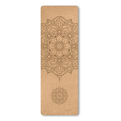 Natural Cork TPE Printed 4mm Non Slip Home Fitness Pad Gymnastics Pilates Yoga Mat With Bag