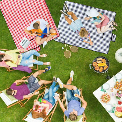 Foldable Gingham Outdoor Picnic Mat Sandproof Waterproof 2M Camping Beach Blanket