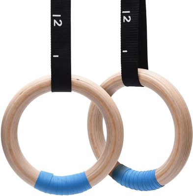 Wholesale Double Circle   Wood Gymnastics Rings 1500lbs Adjustable Cam Buckle 14.76ft