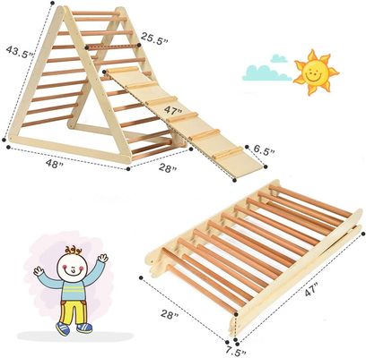 Wholesale Foldable Climbing Triangle Ladder Wooden Fitness Equipment 2 In 1