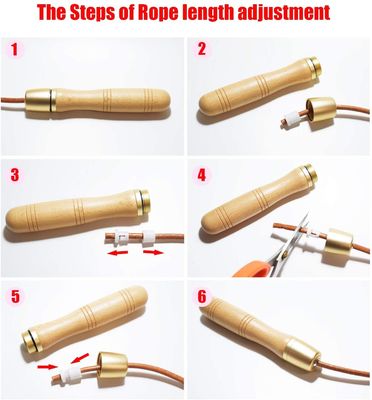 Wholesale Pure Wood Handles Leather Adjustable Skipping Jump Rope With 360-Degree Bearing