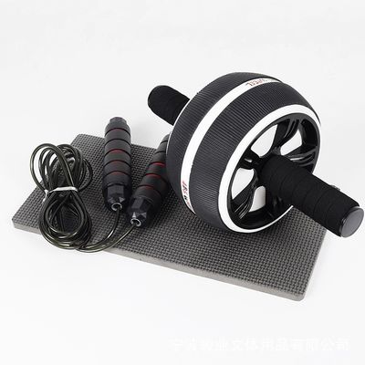 Custom High Quality Gym Workout Equipment Black TPR Material Ab Roller With Knee Mat And Jump Rope