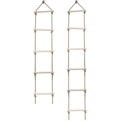 Multi Rungs Sports Wooden Rope Ladder For Children Activity Climbing Game