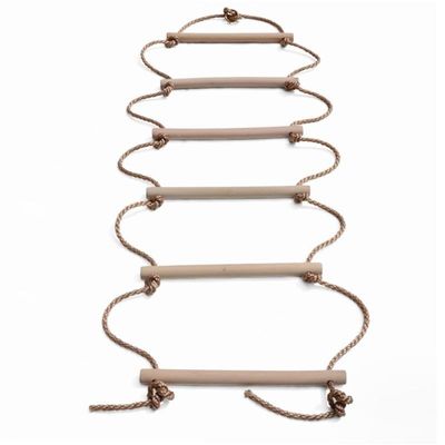 Multi Rungs Sports Wooden Rope Ladder For Children Activity Climbing Game